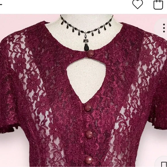 Elegant Lace Burgundy Dress - Picture 2 of 7